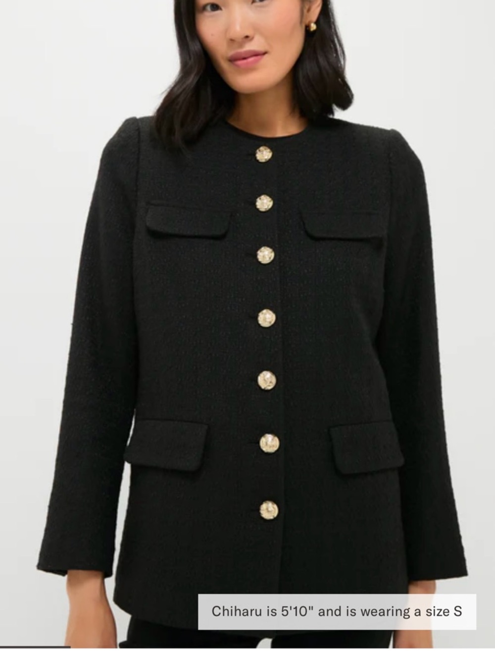 Tuckernuck- Pomander Place Black Tweed Button-Front Blazer with Gold Buttons